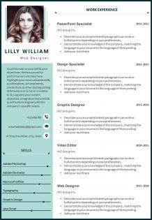 Web designer cv template with job description