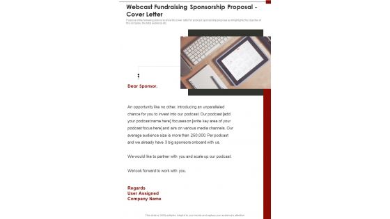 Webcast Fundraising Sponsorship Proposal Cover Letter One Pager Sample Example Document