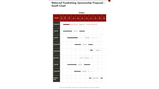 Webcast Fundraising Sponsorship Proposal Gantt Chart One Pager Sample Example Document