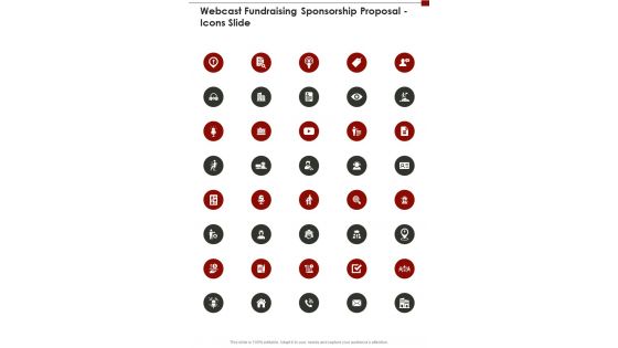 Webcast Fundraising Sponsorship Proposal Icons Slide One Pager Sample Example Document