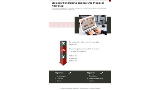 Webcast Fundraising Sponsorship Proposal Next Step One Pager Sample Example Document