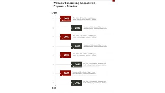 Webcast Fundraising Sponsorship Proposal Timeline One Pager Sample Example Document