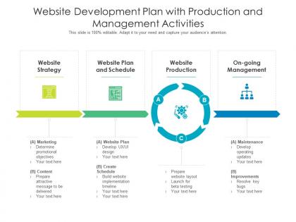 Website development plan with production and management activities
