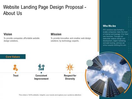 Website landing page design proposal about us ppt powerpoint presentation portfolio model