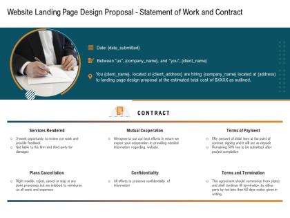 Website landing page design proposal statement of work and contract ppt powerpoint presentation gallery