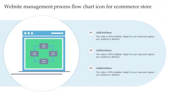 Website Management Process Flow Chart Icon For Ecommerce Store
