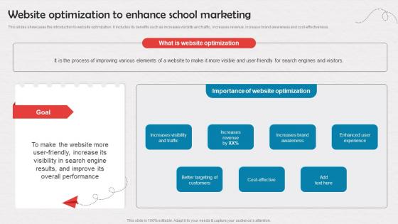 Website Optimization To Enhance School Marketing Enrollment Improvement Program Strategy SS V
