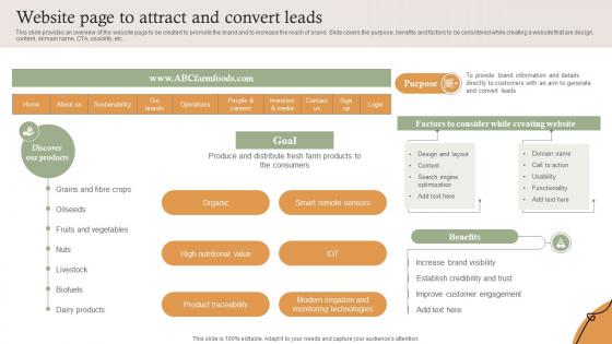 Website Page To Attract And Convert Leads Farm Services Marketing Strategy SS V
