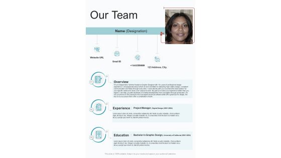 Website Proposal Our Team One Pager Sample Example Document