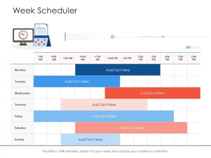 Week scheduler project strategy process scope and schedule ppt file templates