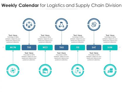 Weekly calendar for logistics and supply chain division infographic template
