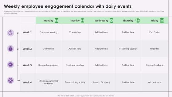 Weekly Employee Engagement Calendar With Daily Events