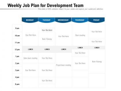 Weekly job plan for development team
