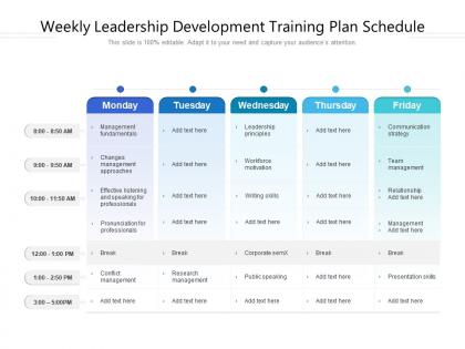Weekly leadership development training plan schedule