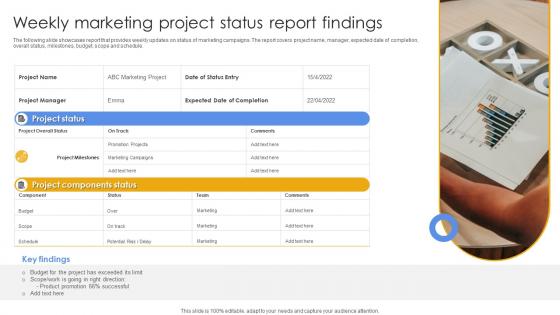 Weekly Marketing Project Status Report Findings