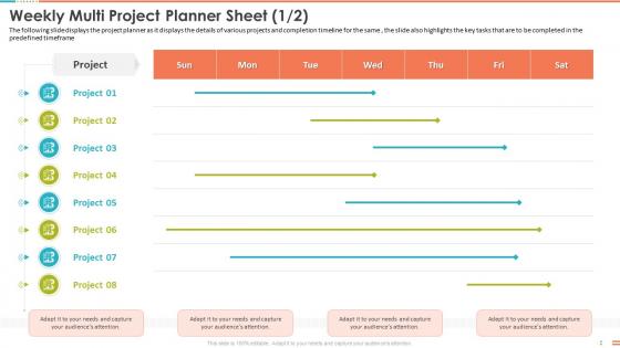 Weekly Multi Project Planner Sheet Project Management Bundle