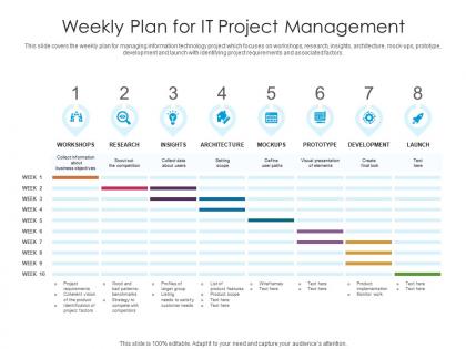 Weekly plan for it project management
