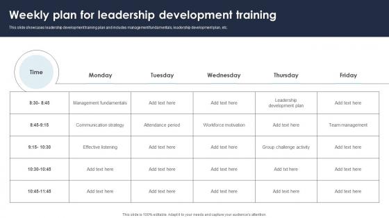 Weekly Plan For Leadership Development Training