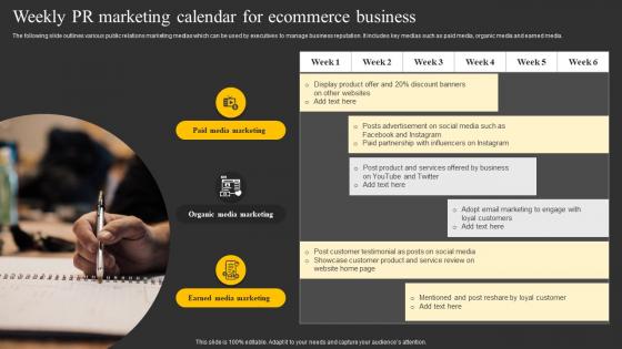 Weekly PR Marketing Calendar For Ecommerce Business