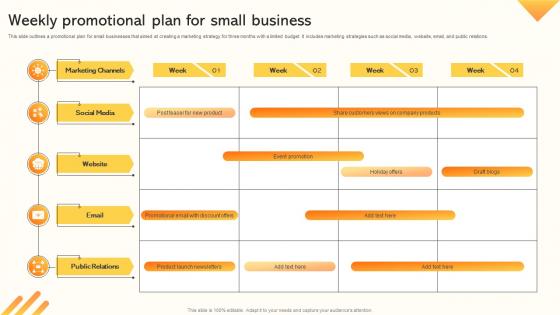 Weekly Promotional Plan For Small Business