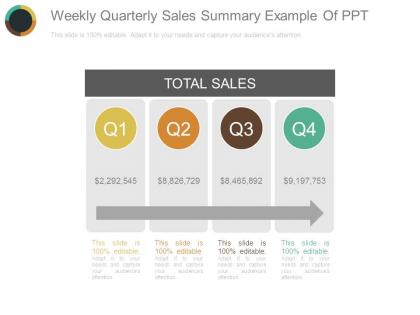 Weekly quarterly sales summary example of ppt