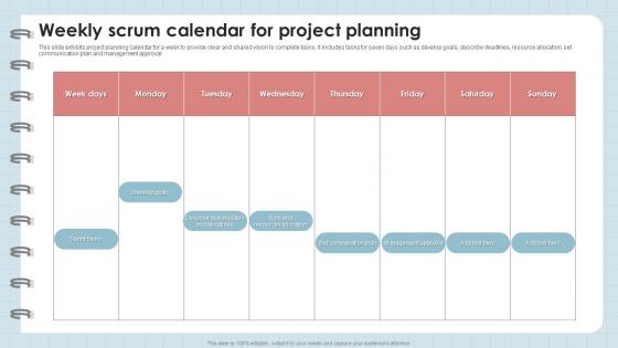 Weekly Scrum Calendar For Project Planning