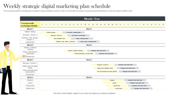 Weekly Strategic Digital Marketing Plan Schedule