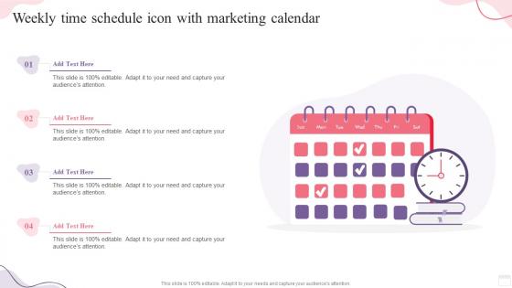 Weekly Time Schedule Icon With Marketing Calendar