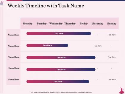 Weekly timeline with task name m300 ppt powerpoint presentation portfolio good