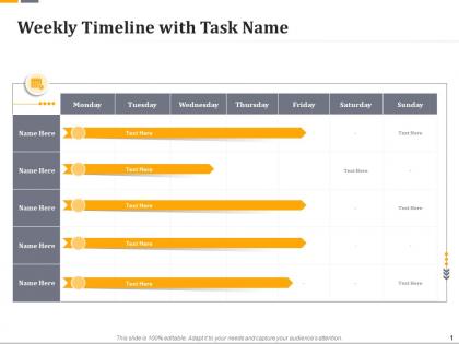 Weekly timeline with task name ppt file brochure