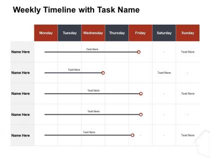 Weekly timeline with task name ppt file formats