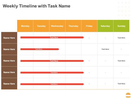Weekly timeline with task name ppt powerpoint presentation icon