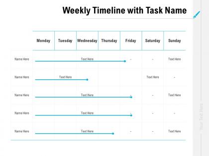 Weekly timeline with task name ppt powerpoint presentation layouts picture
