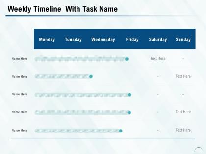 Weekly timeline with task name ppt powerpoint presentation styles shapes