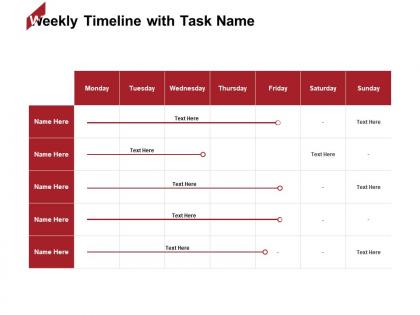 Weekly timeline with task name table ppt powerpoint presentation professional good