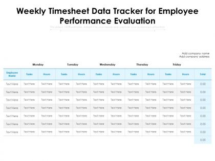 Weekly timesheet data tracker for employee performance evaluation