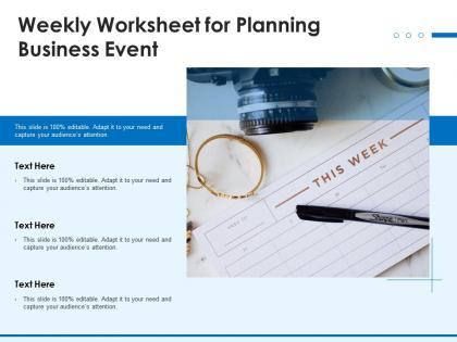 Weekly worksheet for planning business event