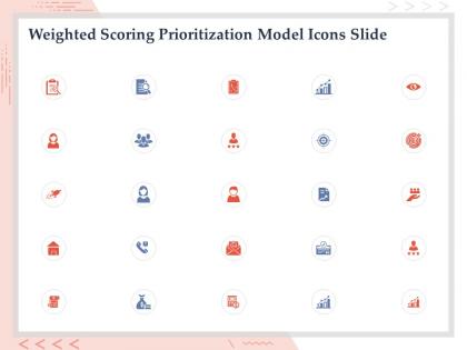 Weighted scoring prioritization model icons slide ppt powerpoint presentation slide