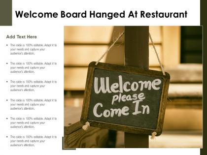 Welcome board hanged at restaurant