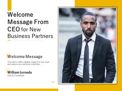 Welcome message from ceo for new business partners