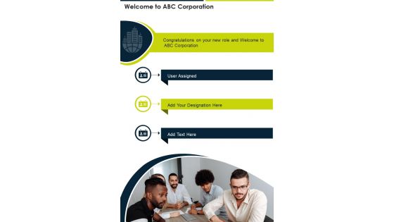 Welcome To Abc Corporation One Pager Sample Example Document