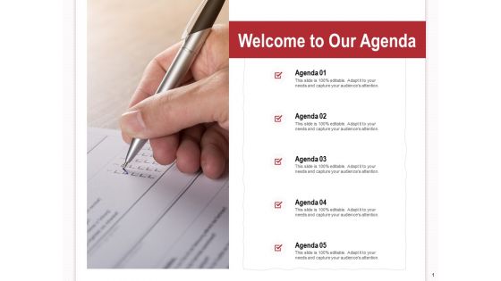 Welcome to our agenda audiences attention ppt powerpoint presentation slides
