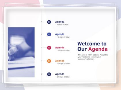 Welcome to our agenda ppt powerpoint presentation show pictures