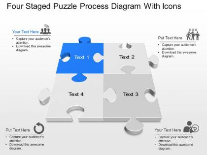 Wg four staged puzzle process diagram with icons powerpoint template