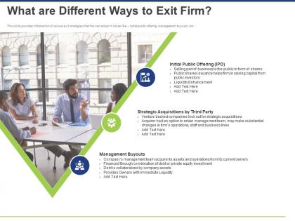 What are different ways to exit firm ppt powerpoint presentation portfolio background image