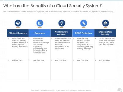 What are the benefits of a cloud security system cloud security it ppt topics