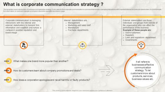 What Is Corporate Communication Strategy Stakeholder Communication Strategy SS V