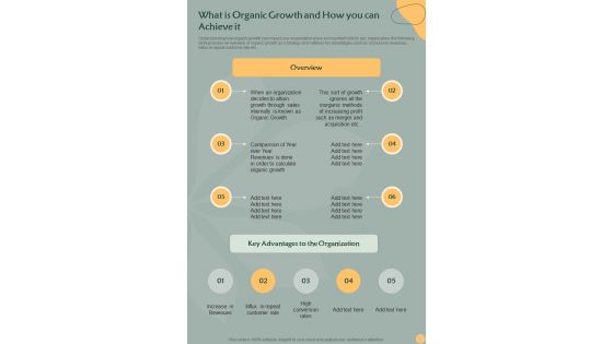 What Is Organic Growth And How You Can Achieve It One Pager Sample Example Document