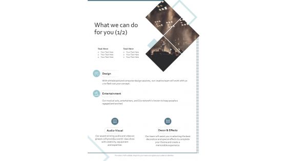 What We Can Do For You Event Management Proposal One Pager Sample Example Document