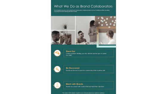 What We Do As Brand Collaborators One Pager Sample Example Document